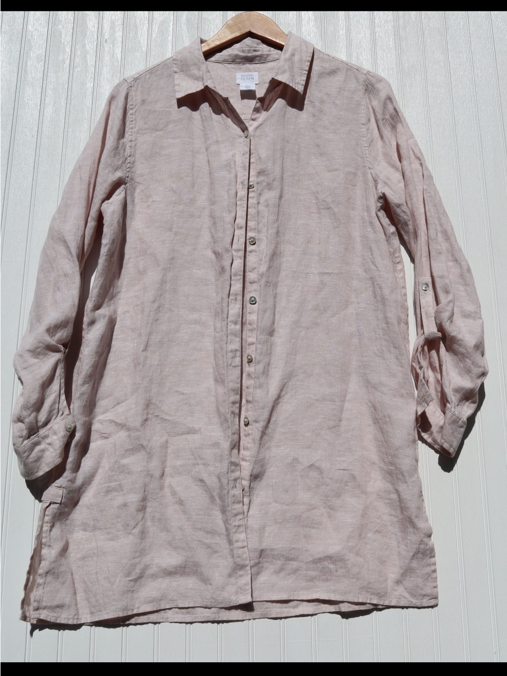 Sigrid Olsen 100% Linen Shirt in Soft Beige